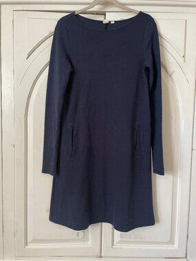 Gap womens navy blue long sleeve knee length minimalist neutral sweater dress ST